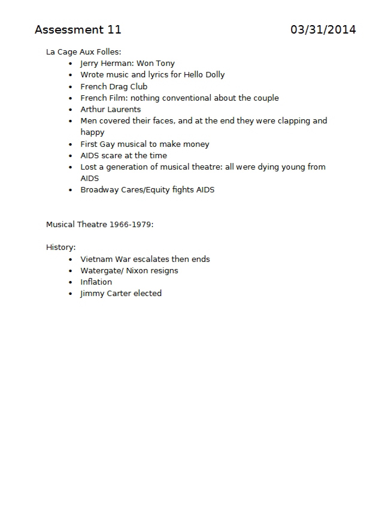 Musical Theatre Evaluation