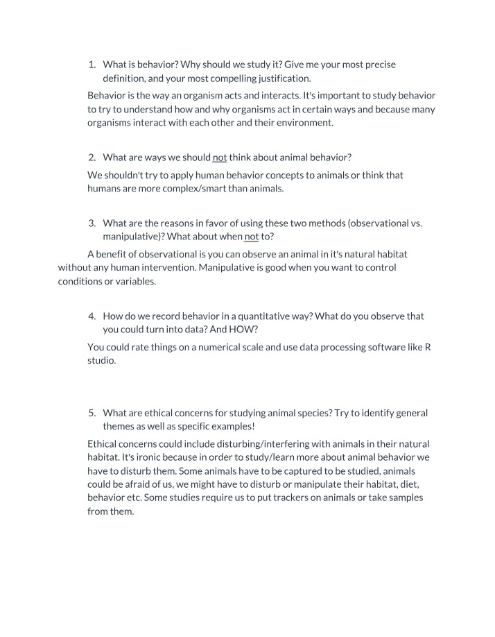 Week 1 Animal Behavior