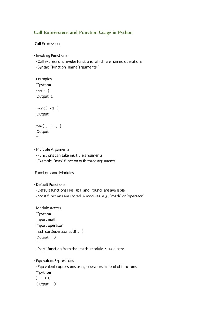 Python Functions - Call Expressions, Modules, and Syntax