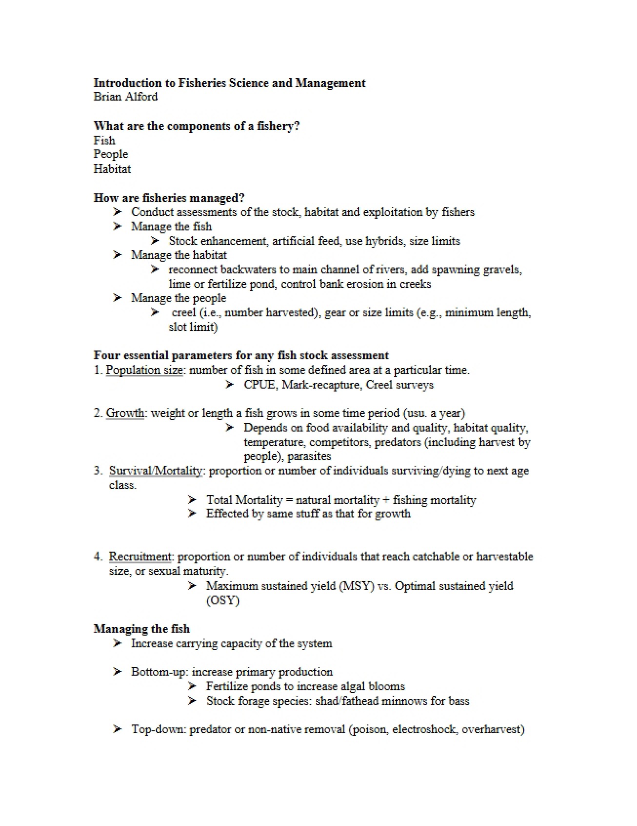 Fisheries Management and Science Intro