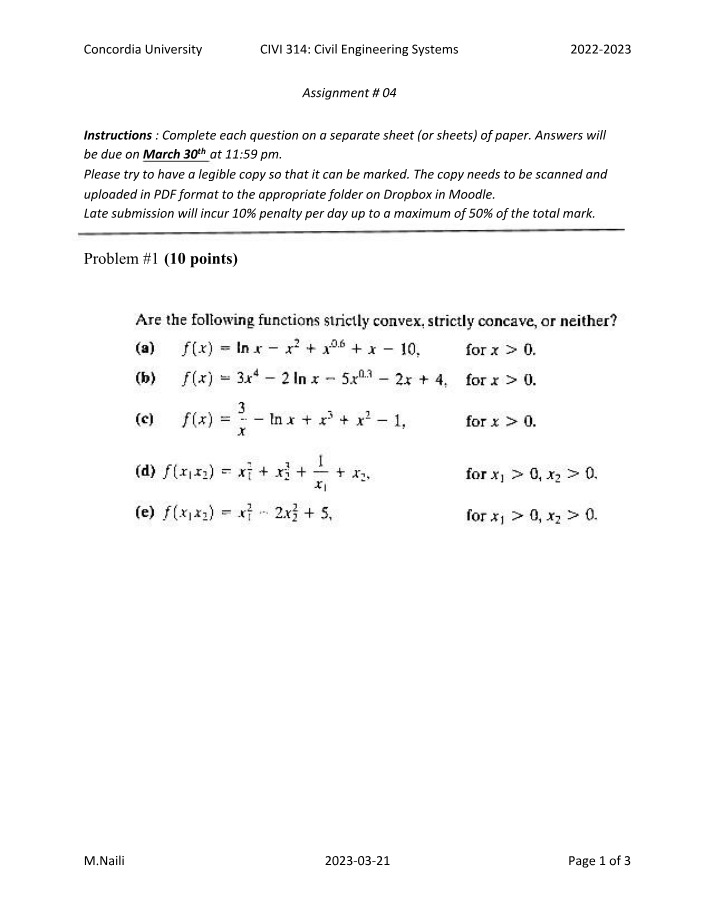 CIVI 341 - Assignment 04
