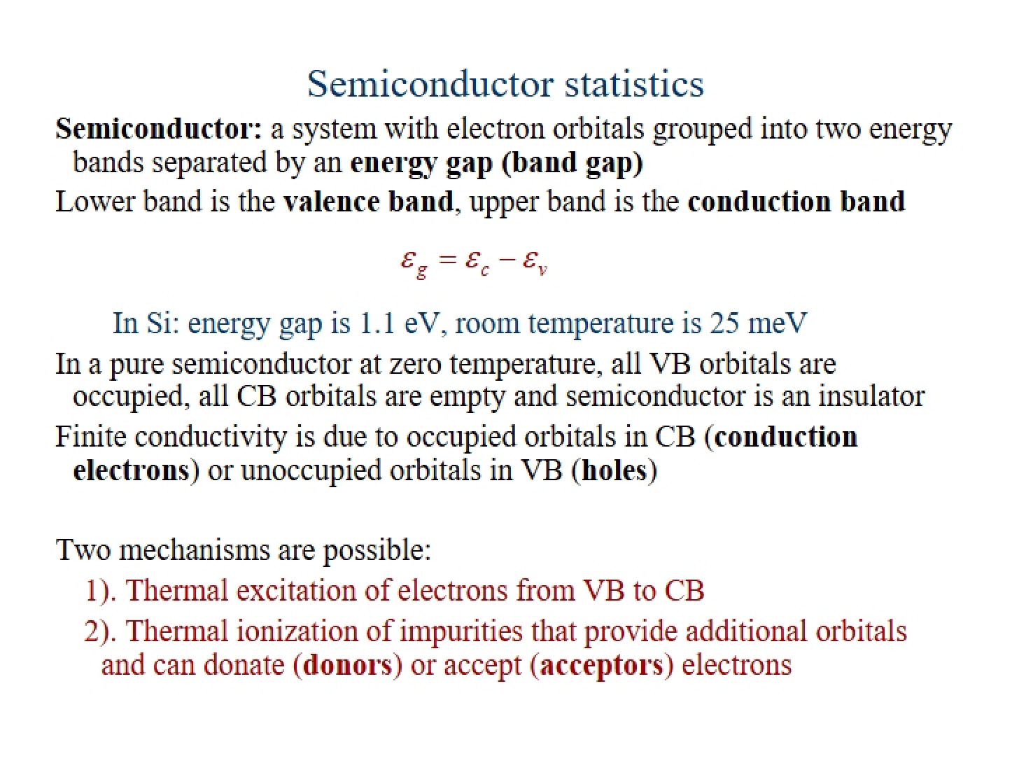 Statistics of Semiconductors