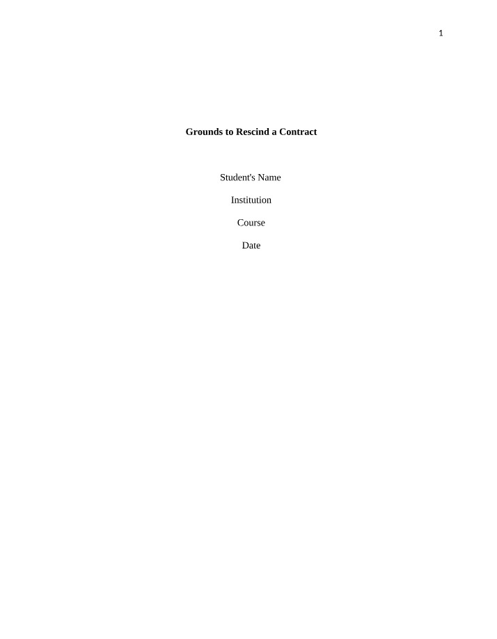 Legal Elements and Grounds to Rescind a Contract