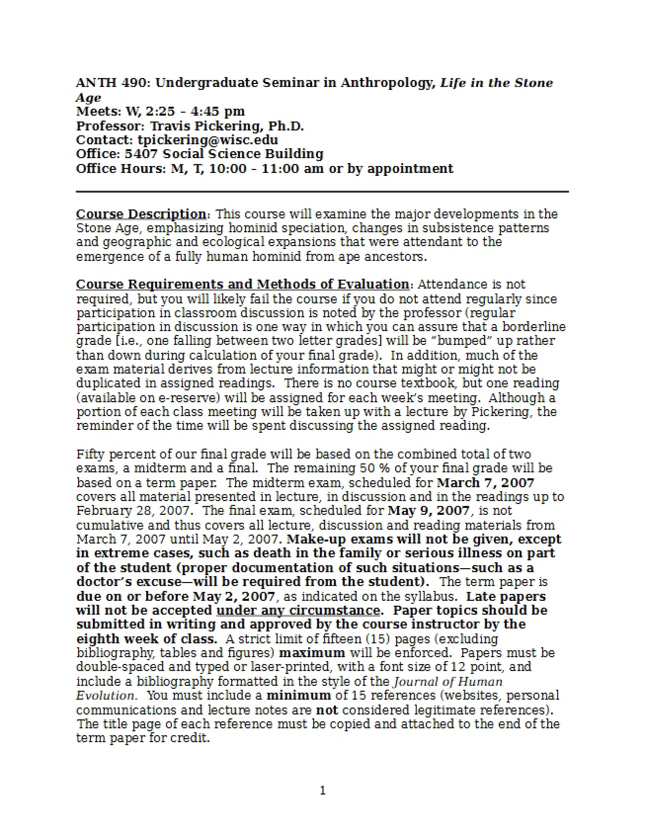 Class Syllabus Document
