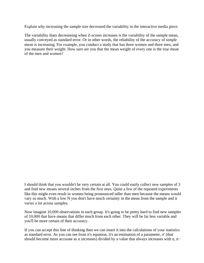 Explanations of Statistics