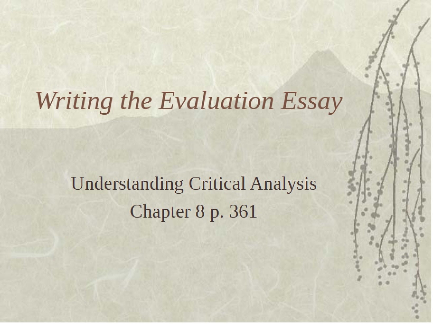 Critical Analysis Understanding