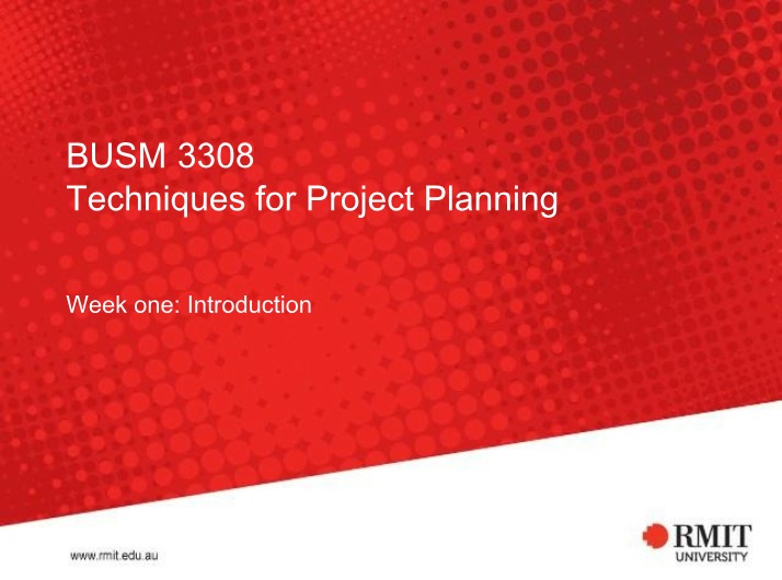 Week One Introduction - BUSM 3308