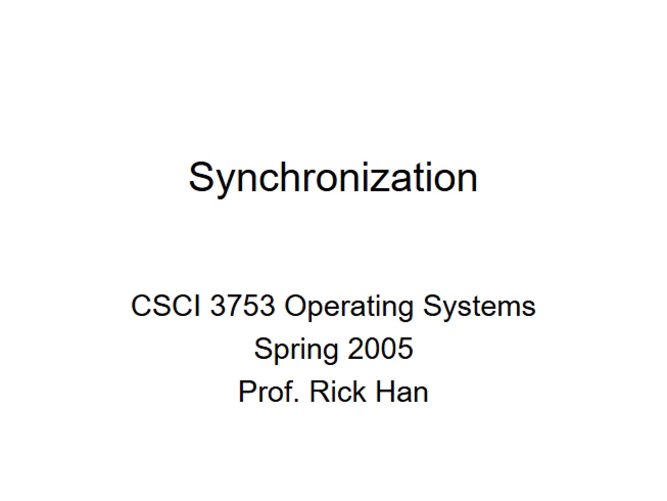 Principles of Synchronization
