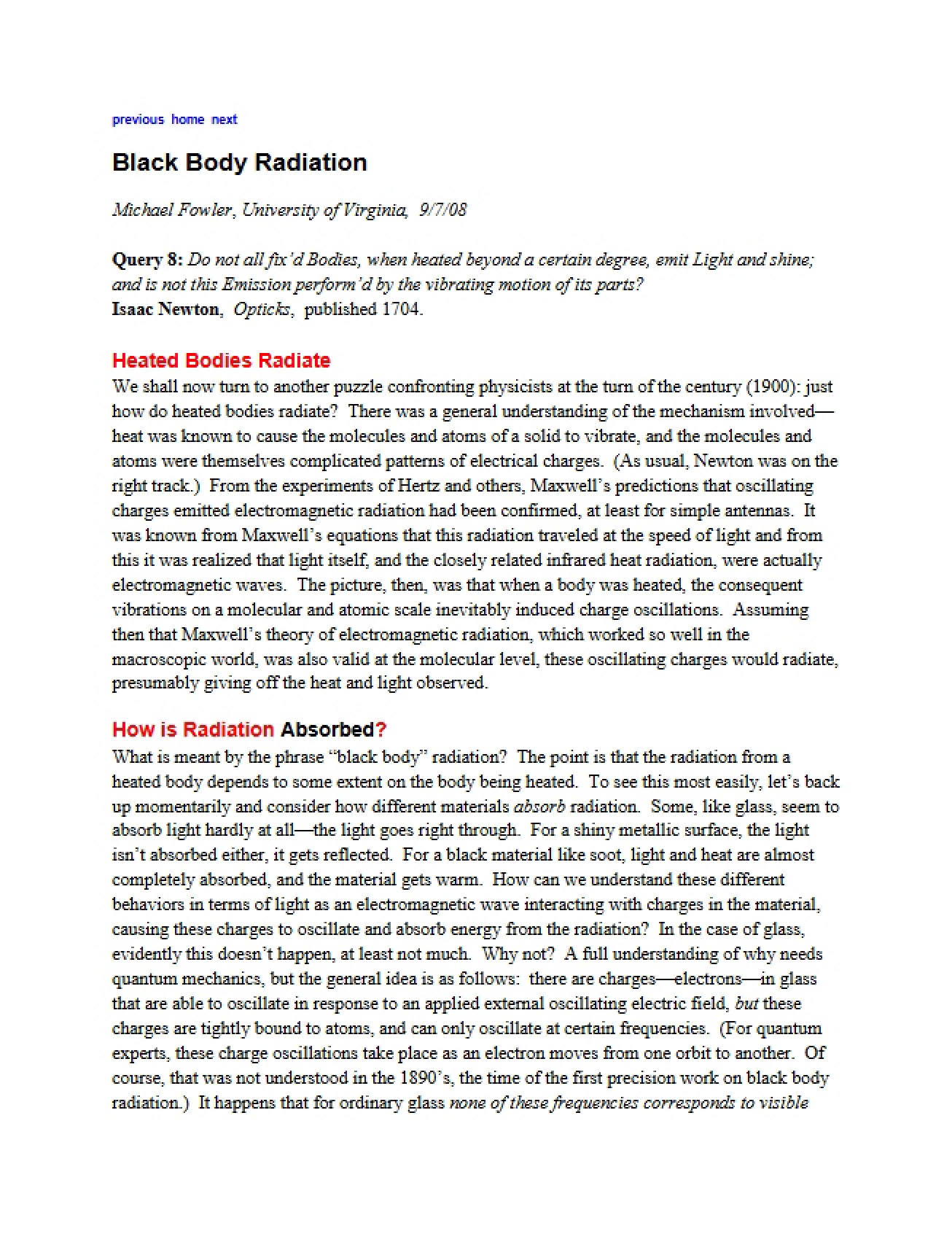 Radiation from Black Bodies
