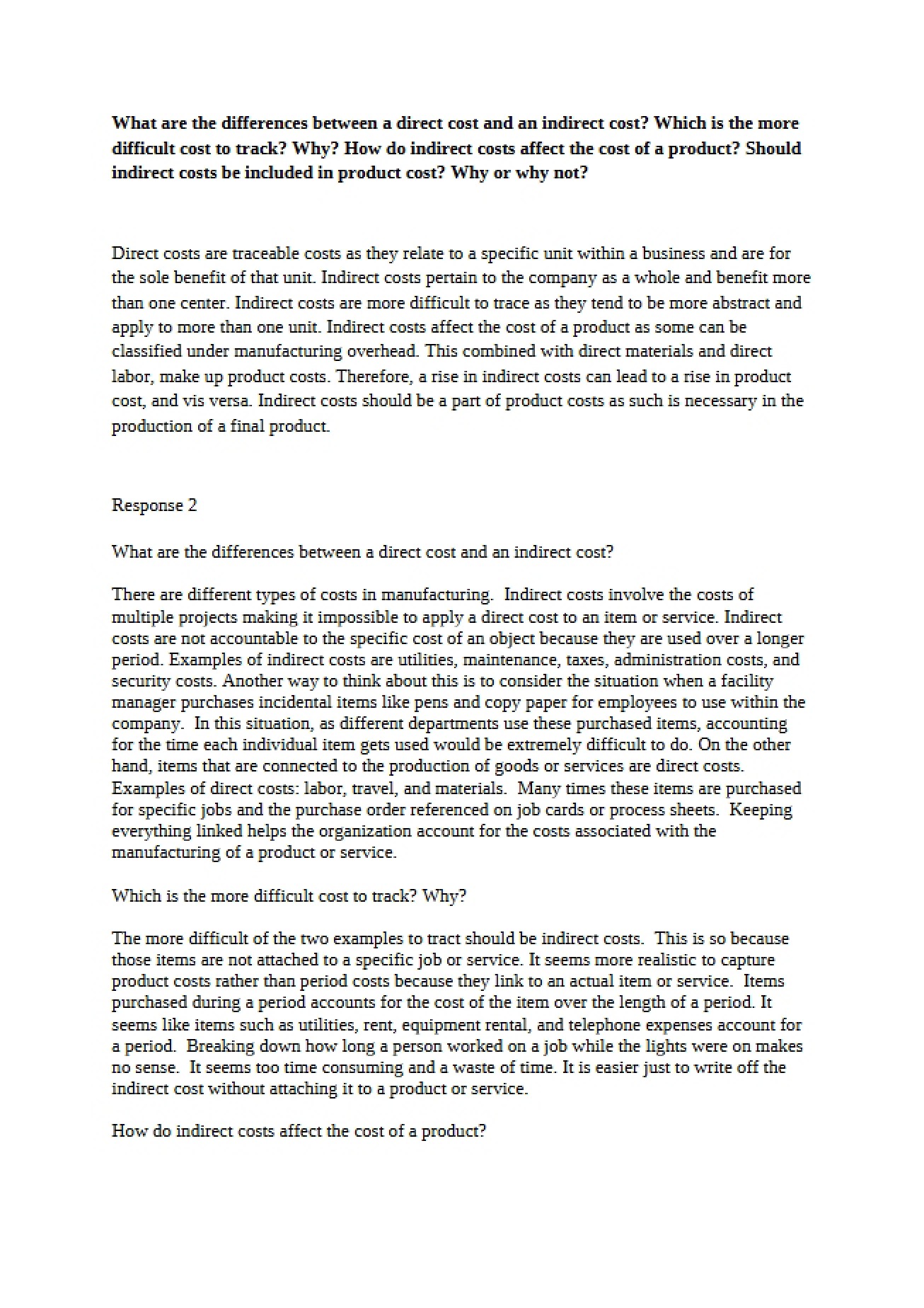 Direct Cost vs Indirect Cost Differences