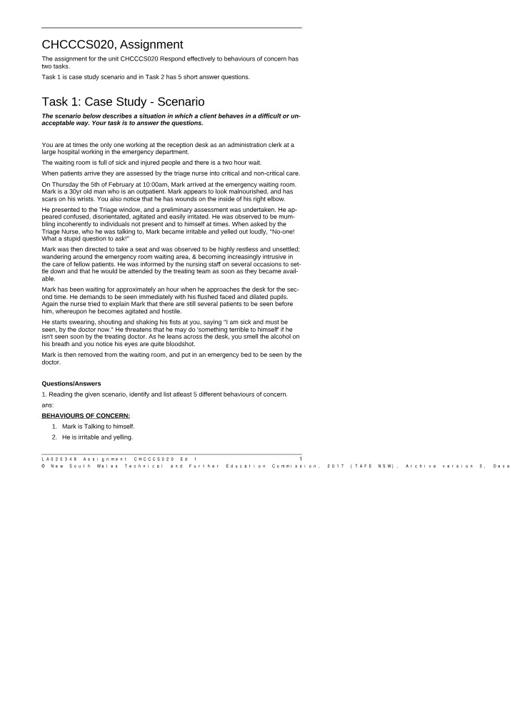 CHCCCS020 Assignment Submission A