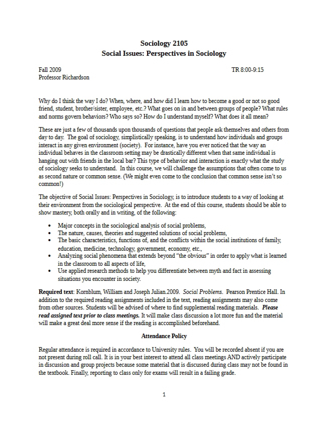 SOCI 2105 Syllabus