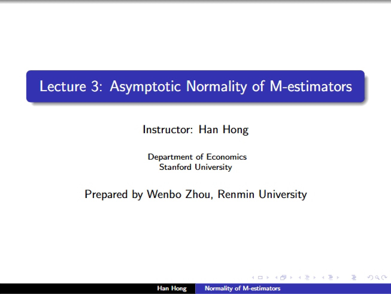 Asymptotic Normality of M-Estimators - ECON 273