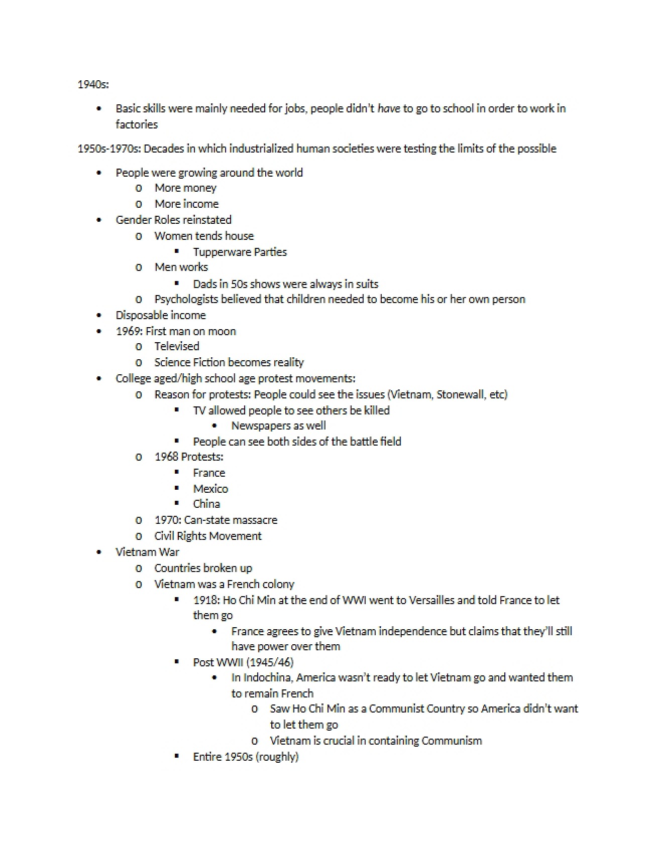 Advanced Notes on World History