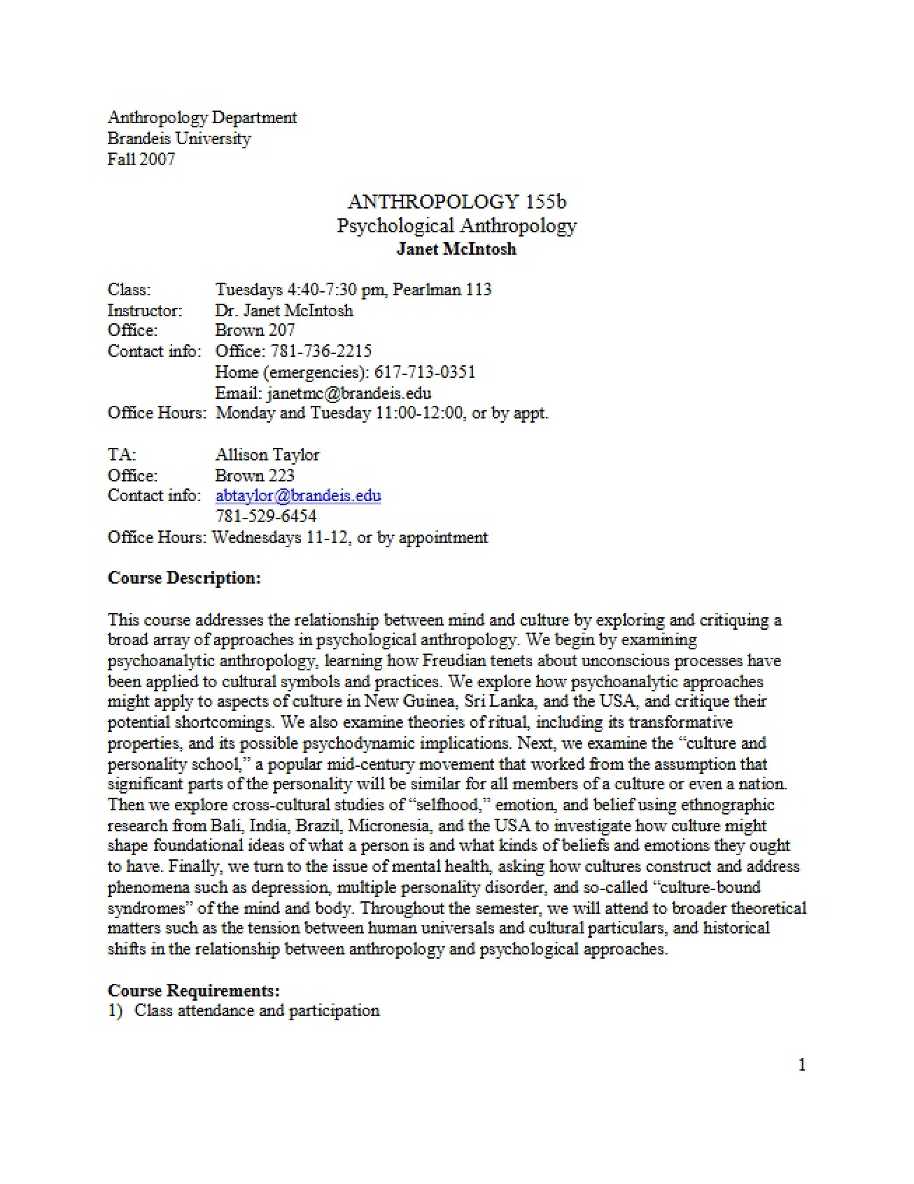 Anthropology Psychological Perspectives