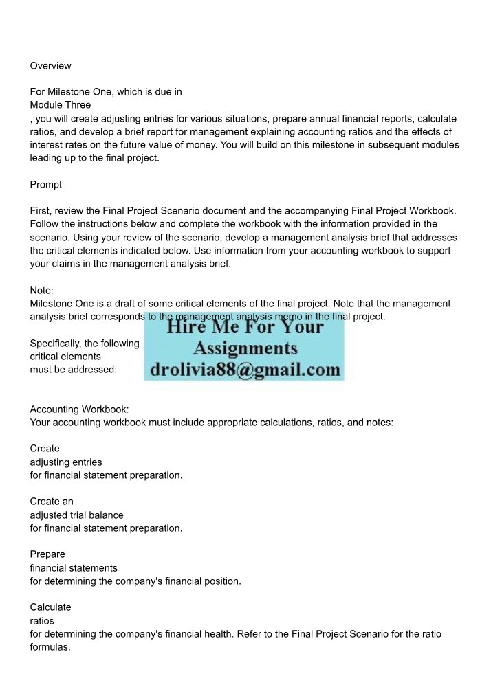 Management Analysis Brief - Creating Adjusting Entries and Financial Statements