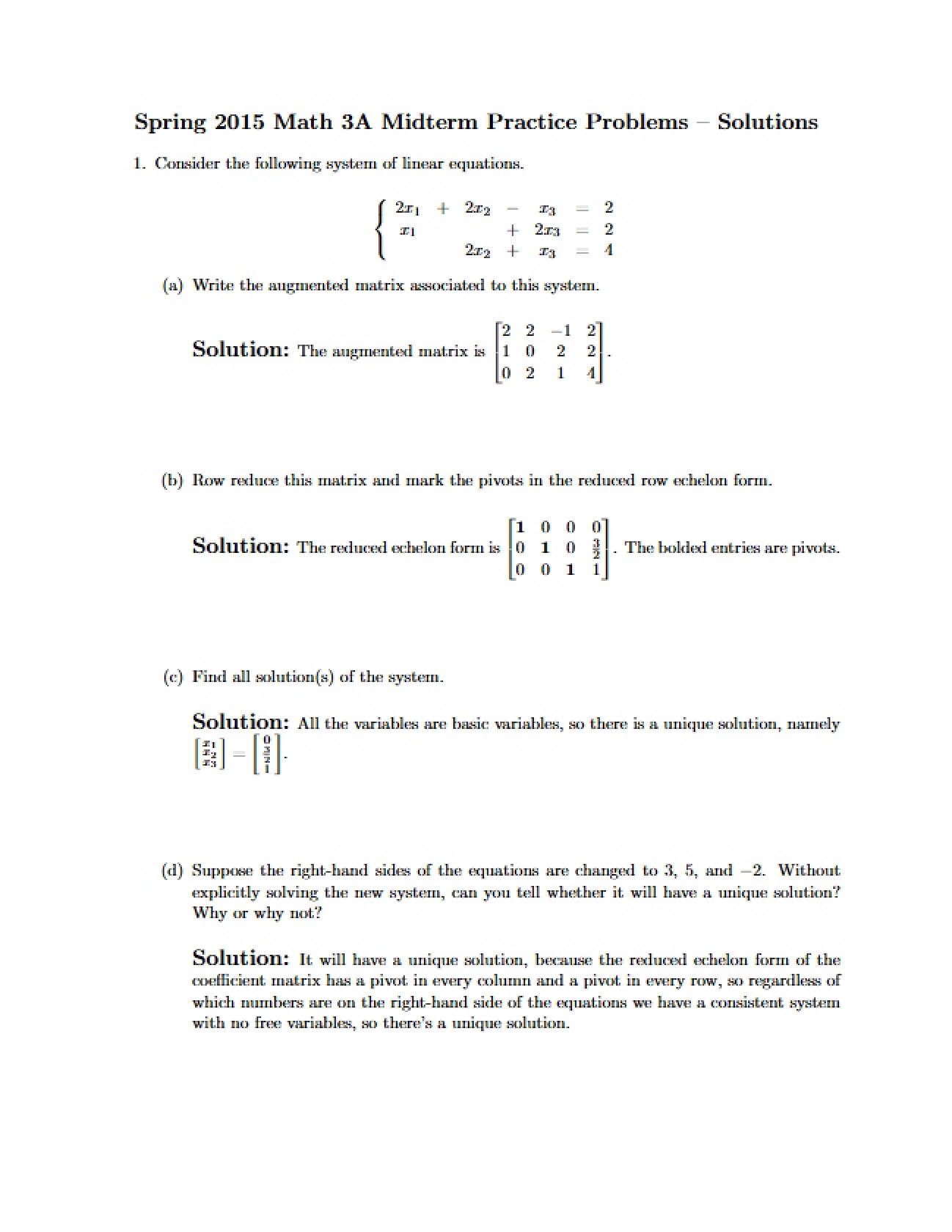 Practice Problems for Midterm