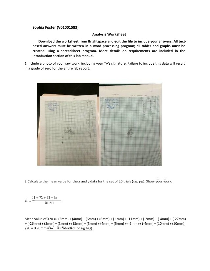Mean, Standard Deviation, and Precision Worksheet