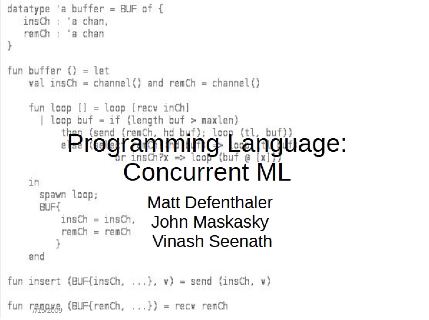 Concurrent ML Programming Language