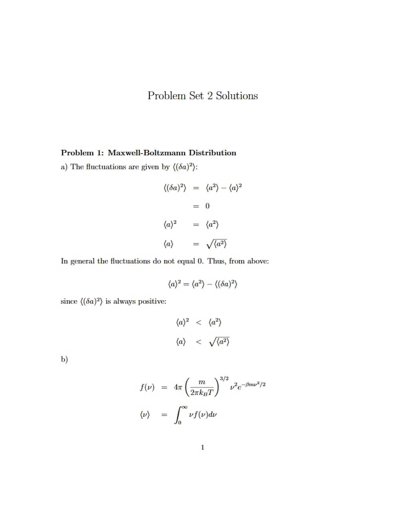 Solutions to Problem Set 2