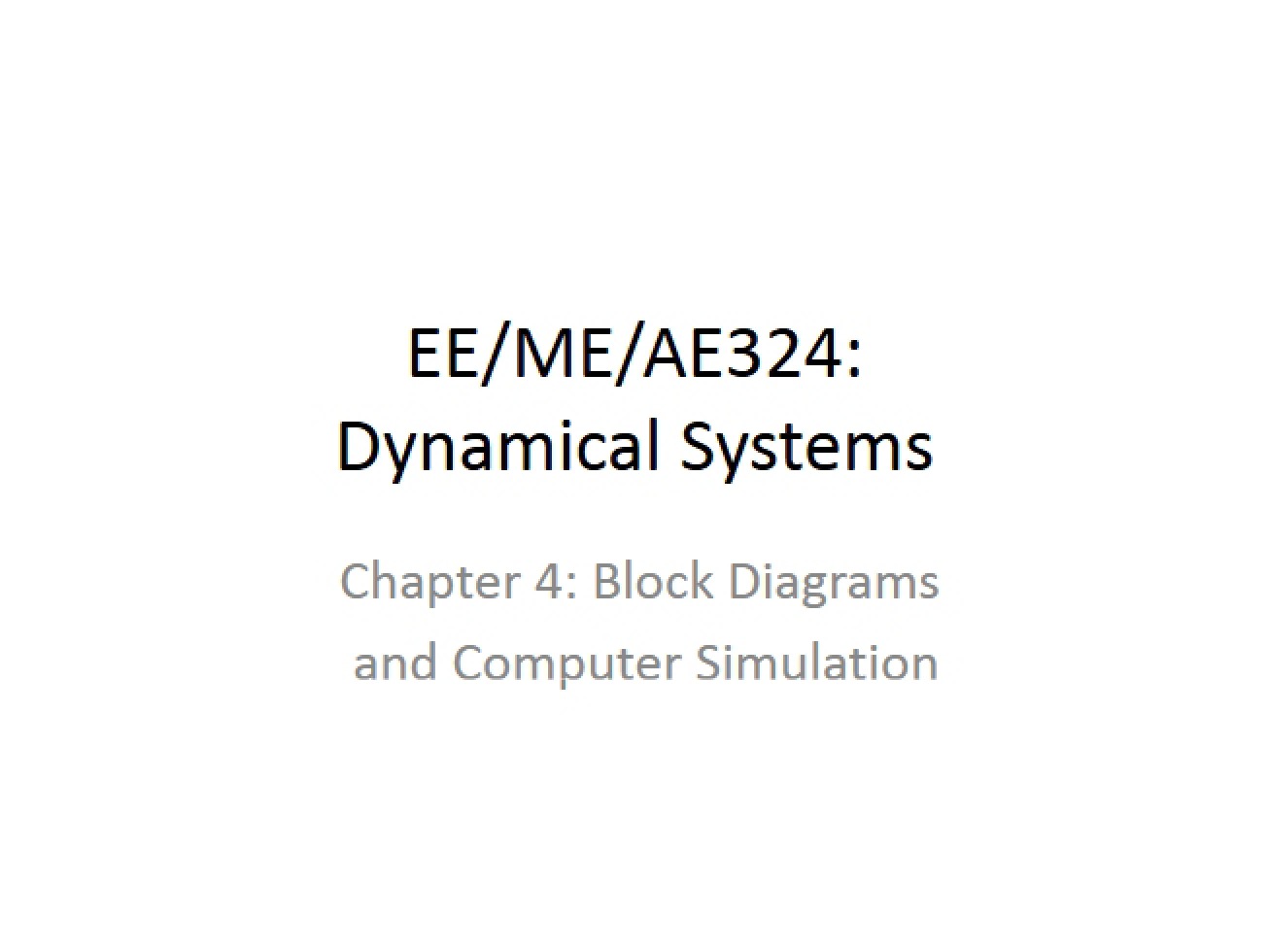 Computer Simulation and Block Diagrams