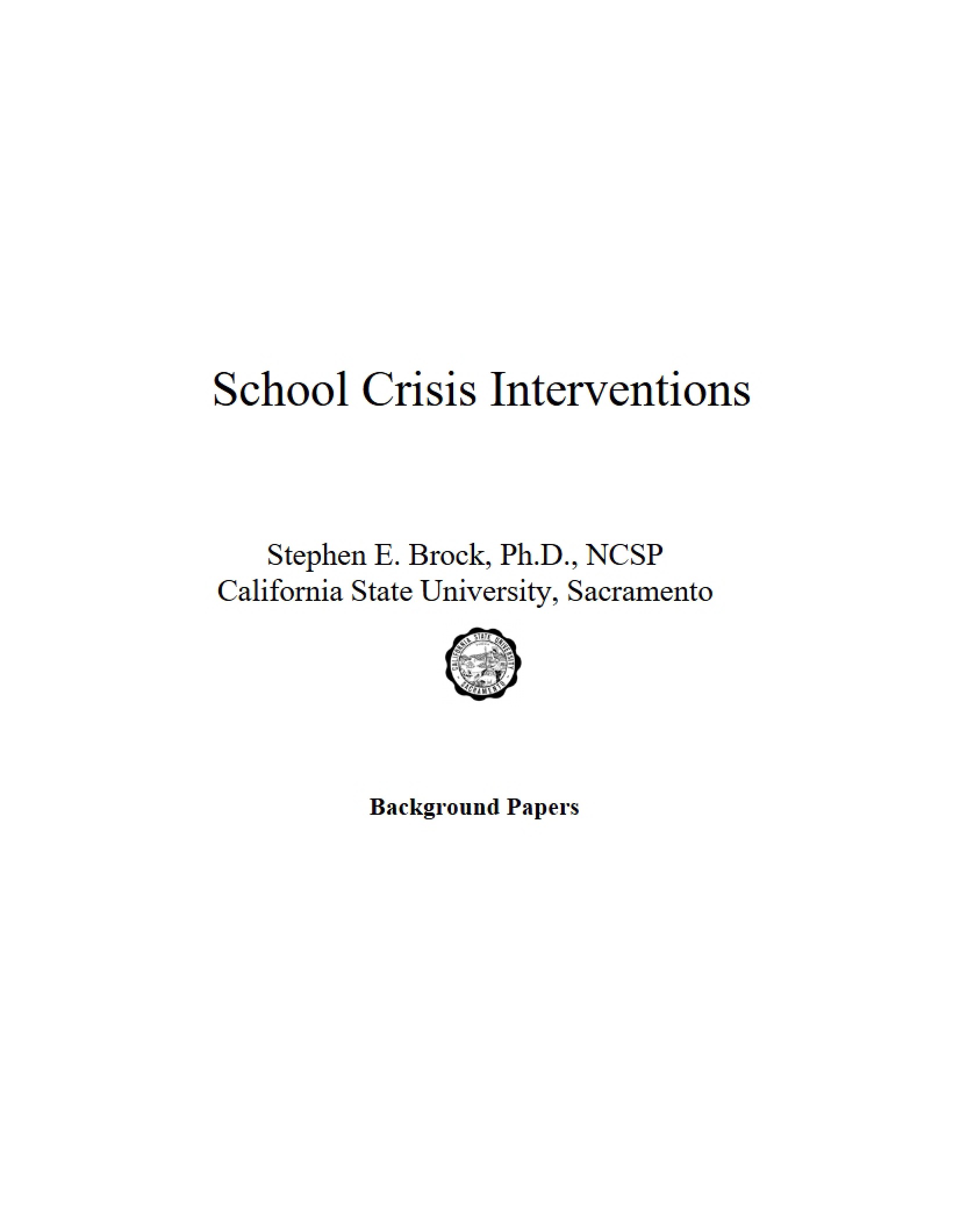 Crisis Interventions in Schools