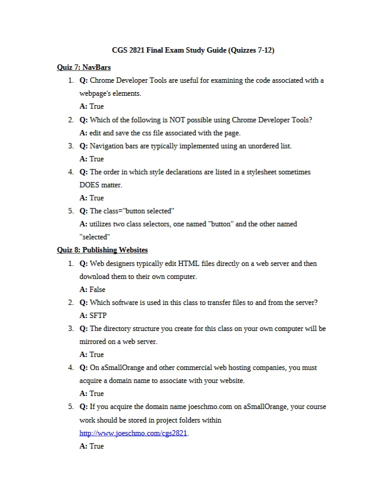 Examination for Finals