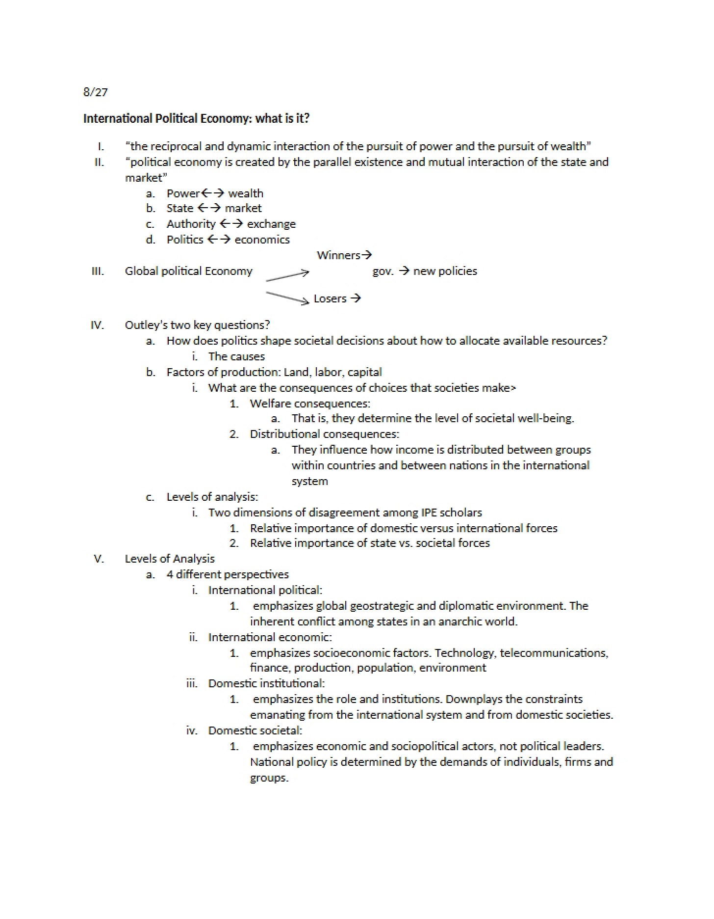 Political Dynamics of International Markets
