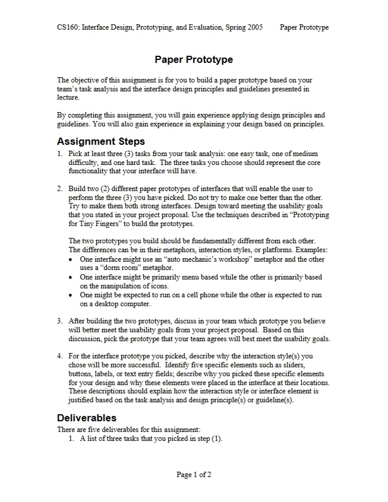 Paper Prototype Design