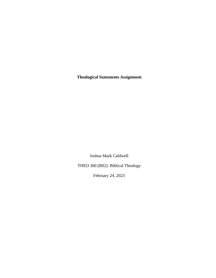 Statements Assignment on Theology