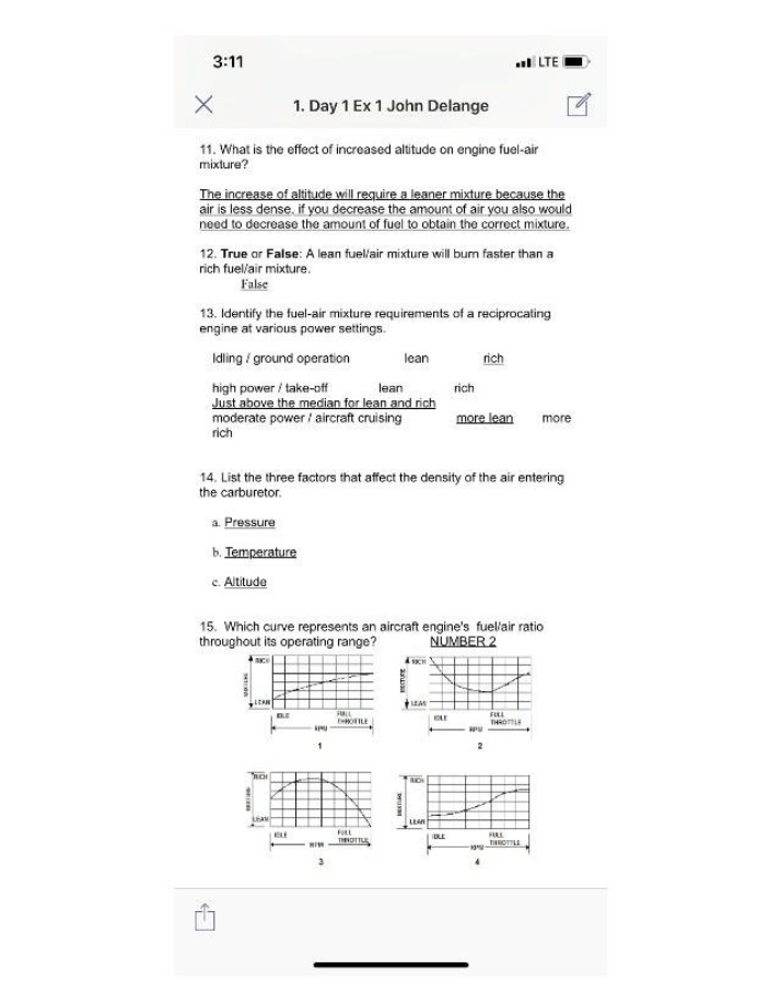 Study Guide on the Effect of Altitude on Engine Fuel-Air Mixture