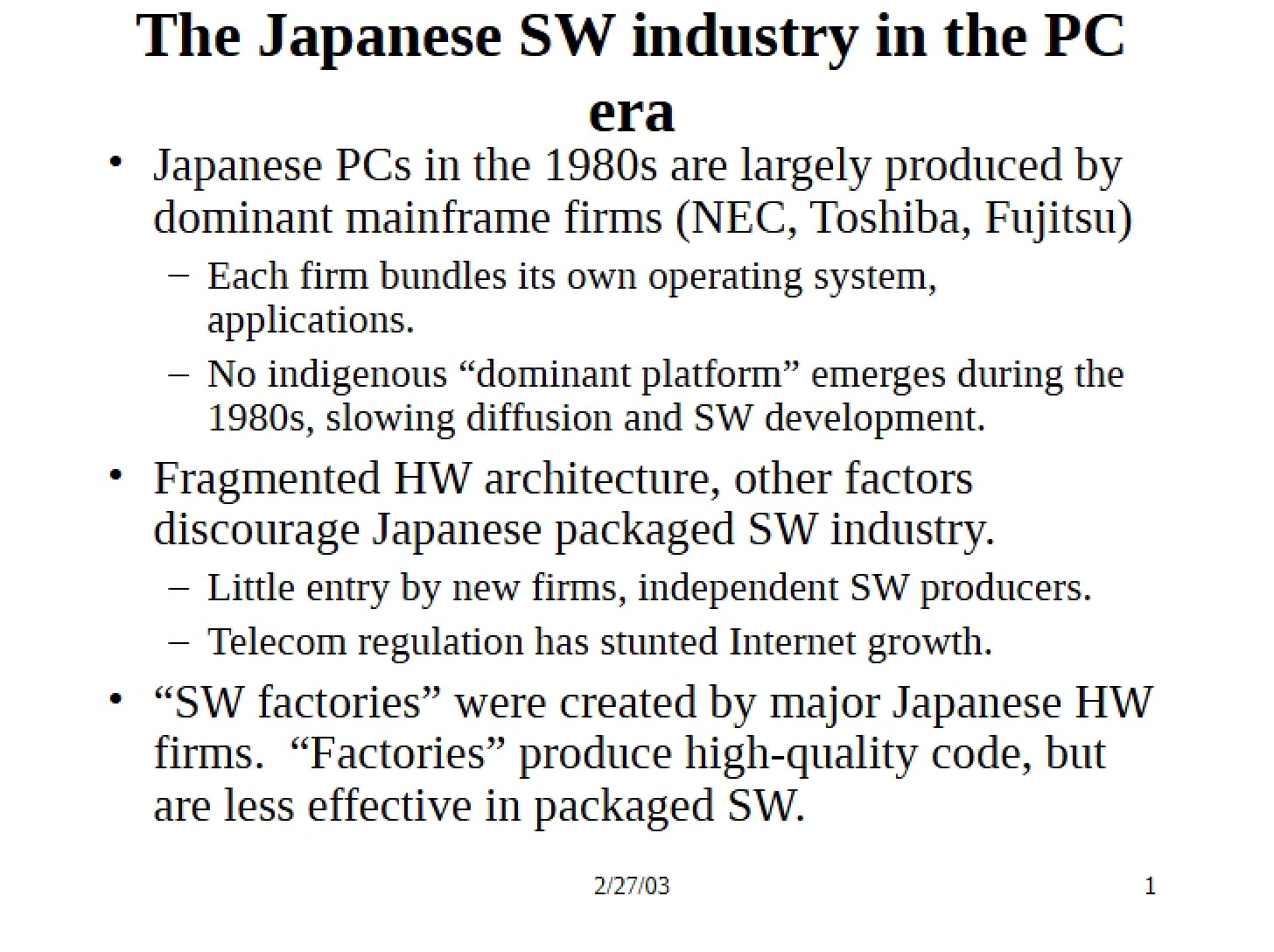 PC Era Japanese Software Industry