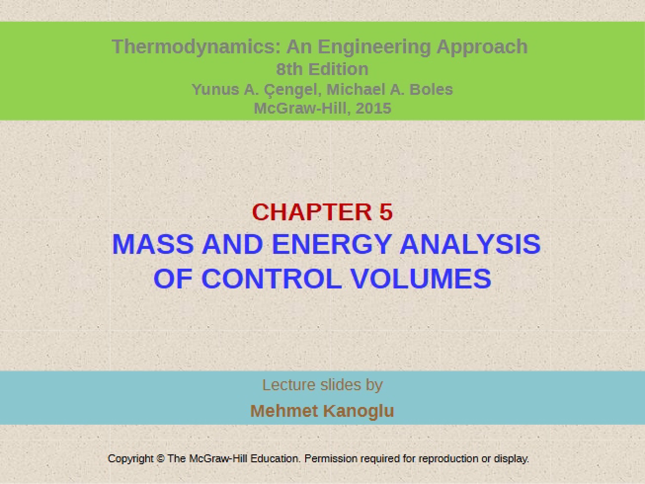 Lecture on Thermodynamics Chapter Five