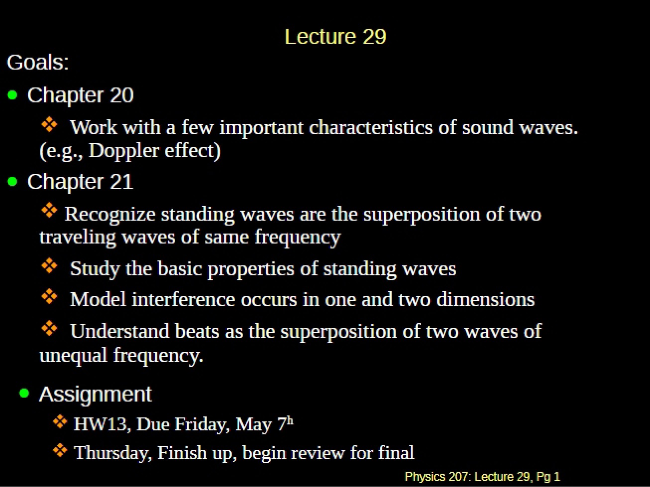 Physics 207 Study Material