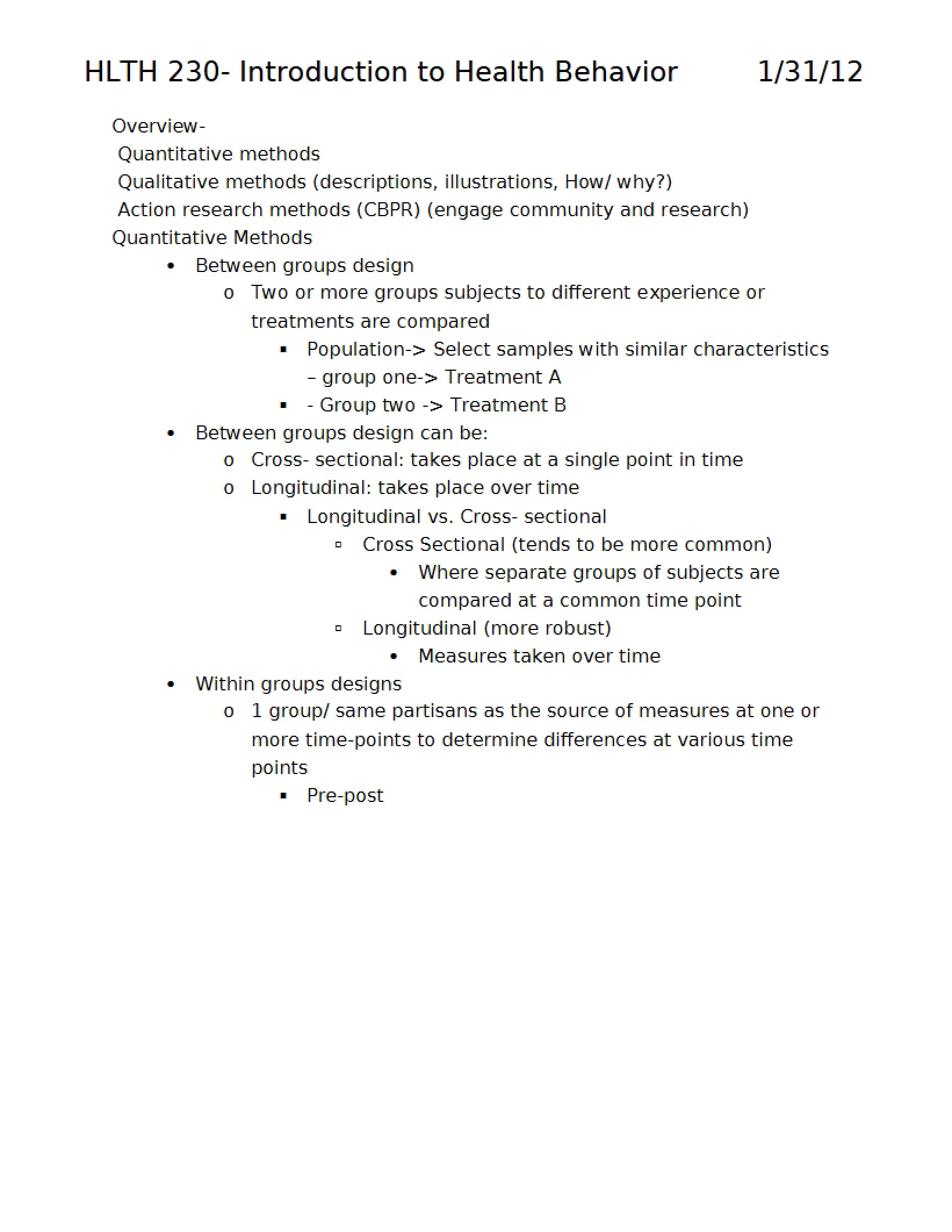 Methods for Quantitative Research