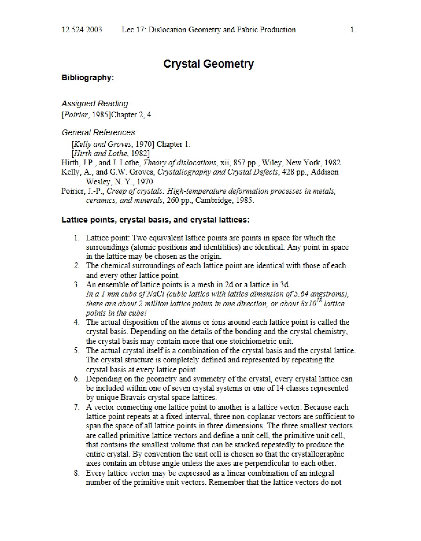 Geometry of Crystals