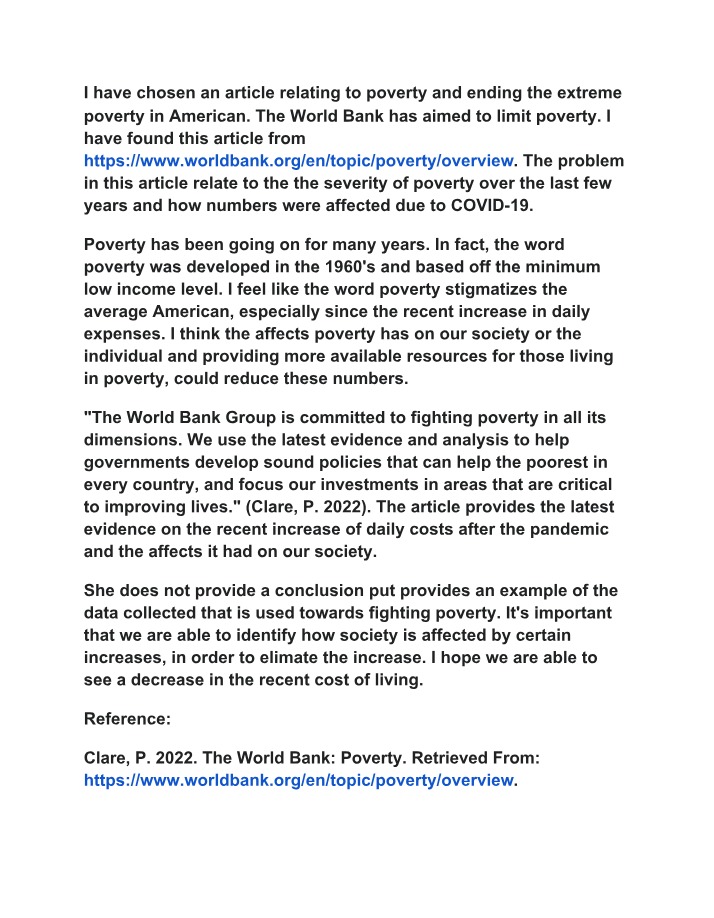 Impact of Poverty on American Society