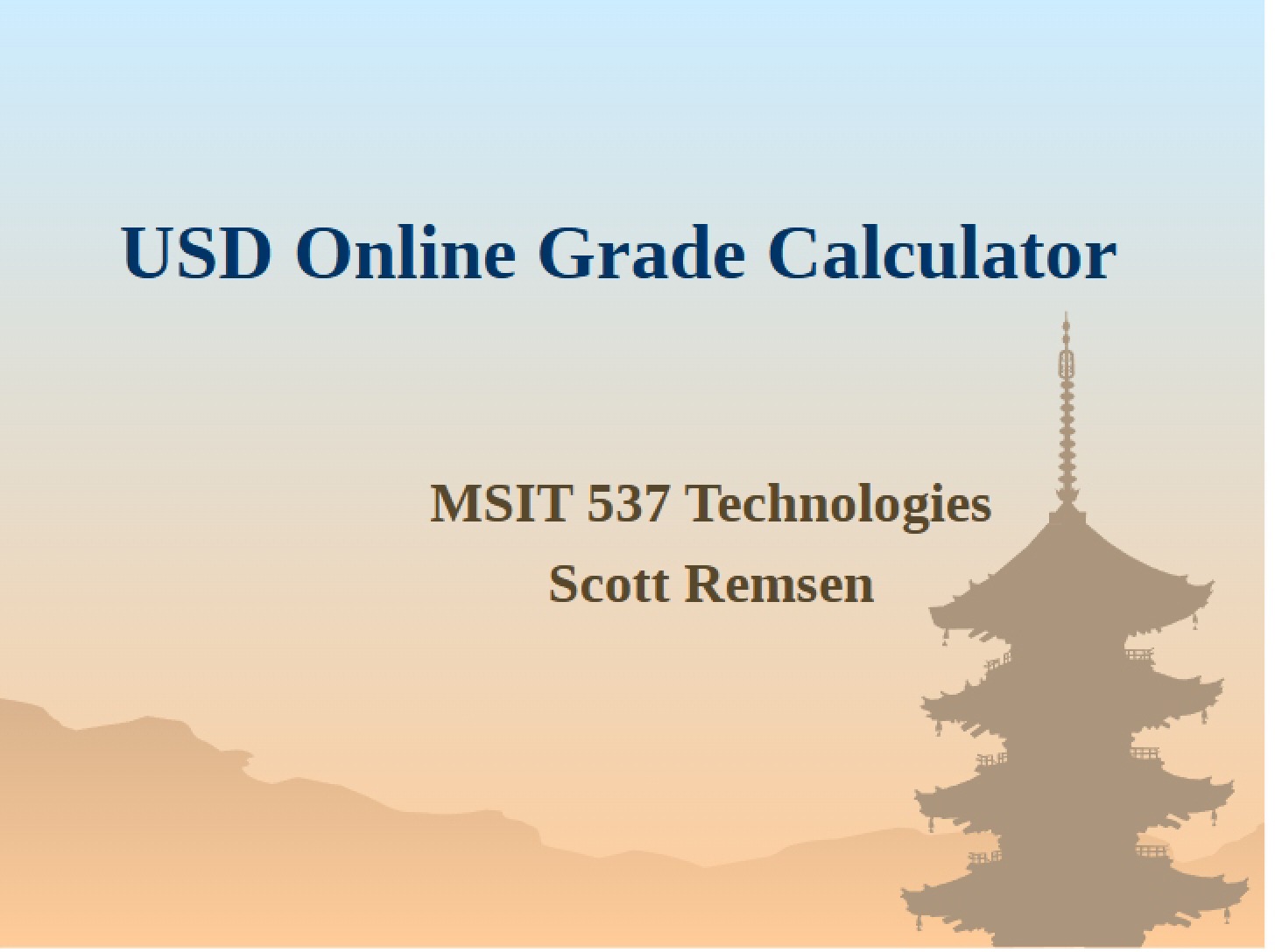 Calculator for USD Online Grades