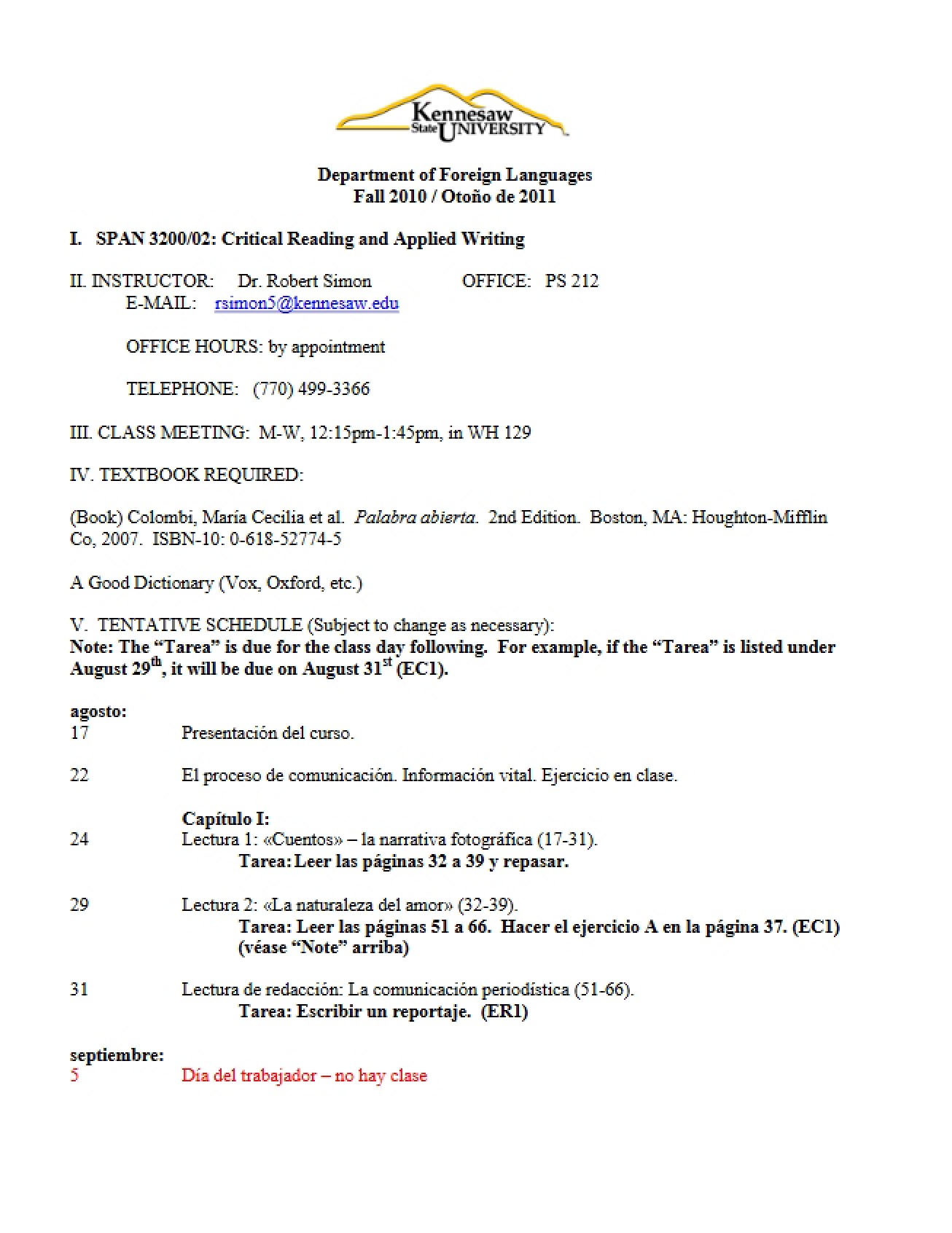 Course Overview for Critical Reading & Applied Writing