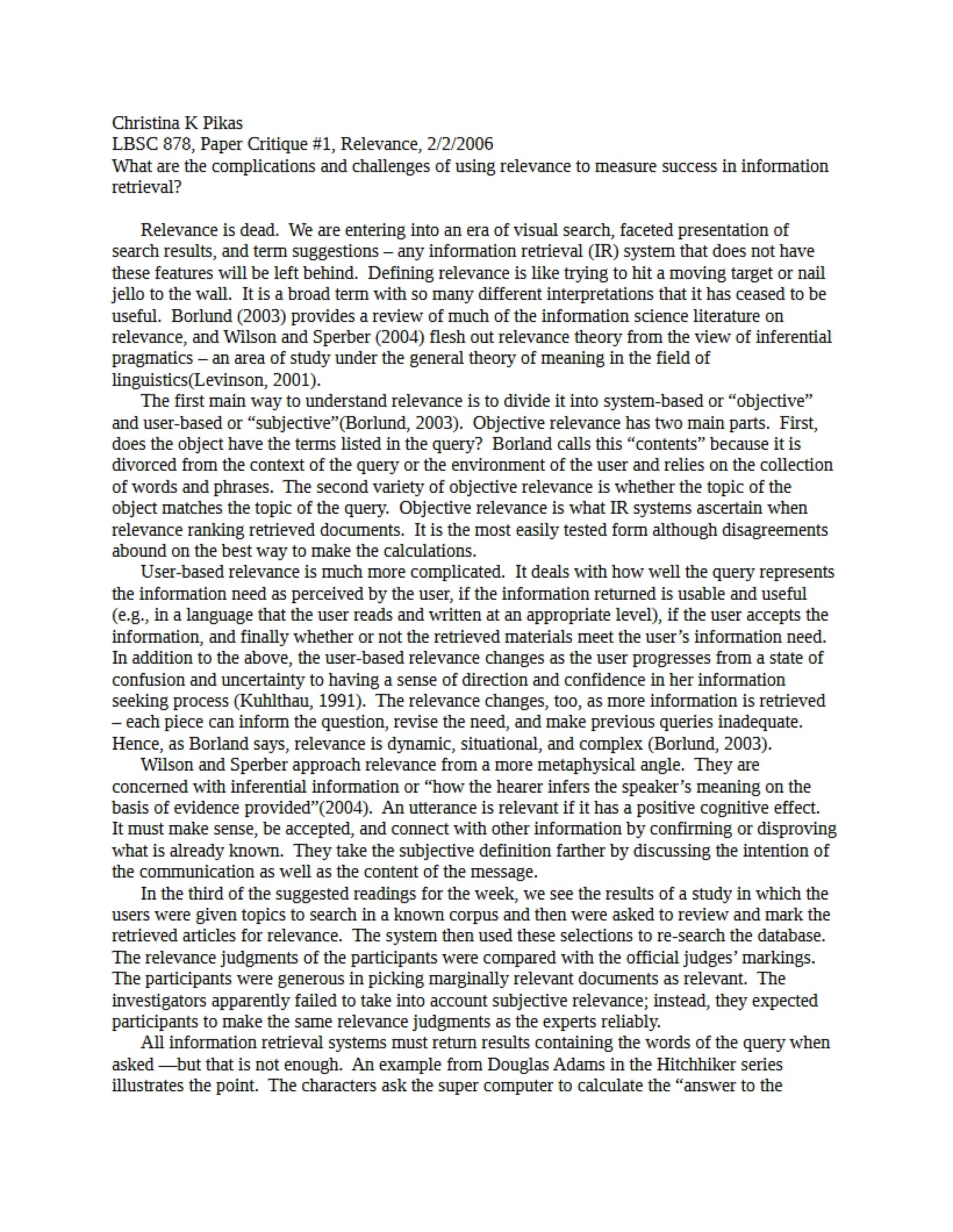 Critique of Paper 1