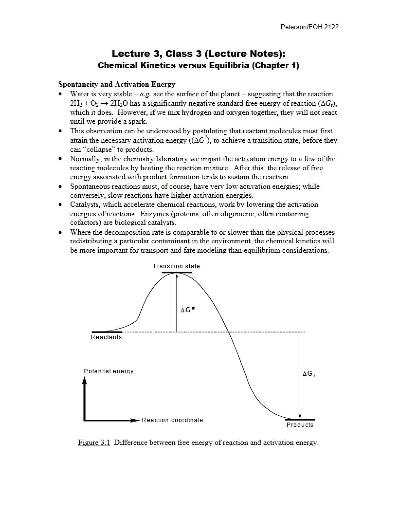 Equilibria vs Chemical Kinetics