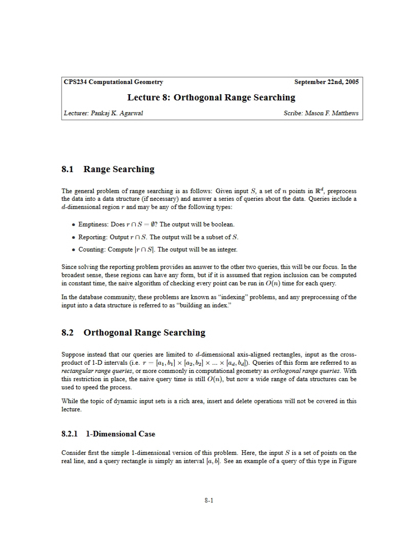 Searching Orthogonal Ranges