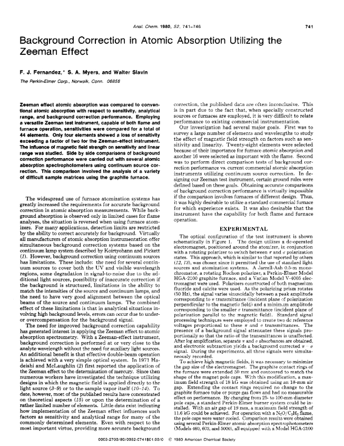 Zeeman Effect Atomic Absorption Background Correction
