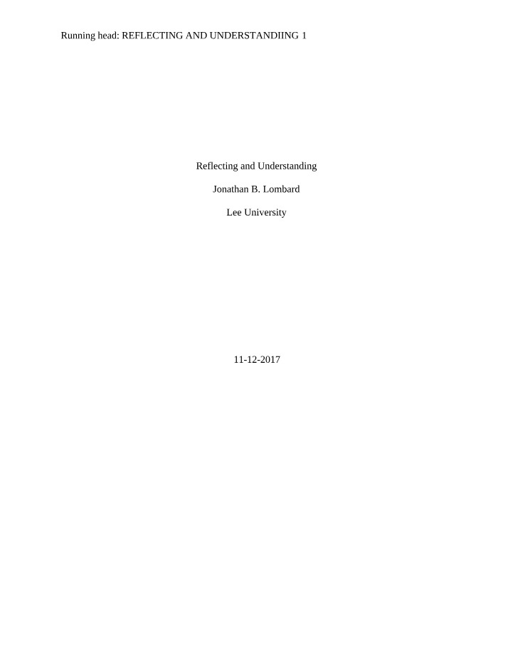 Notes on Reflecting and Understanding