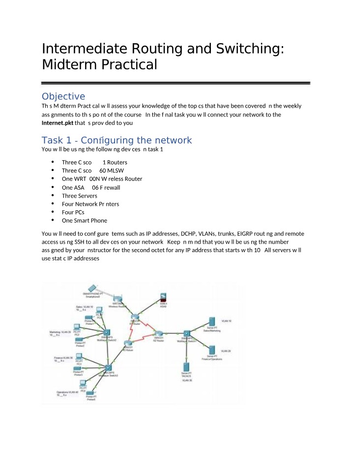 Intermediate Routing and Switching - Midterm Practical