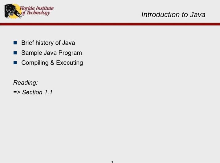 Brief History of Java and Sample Program