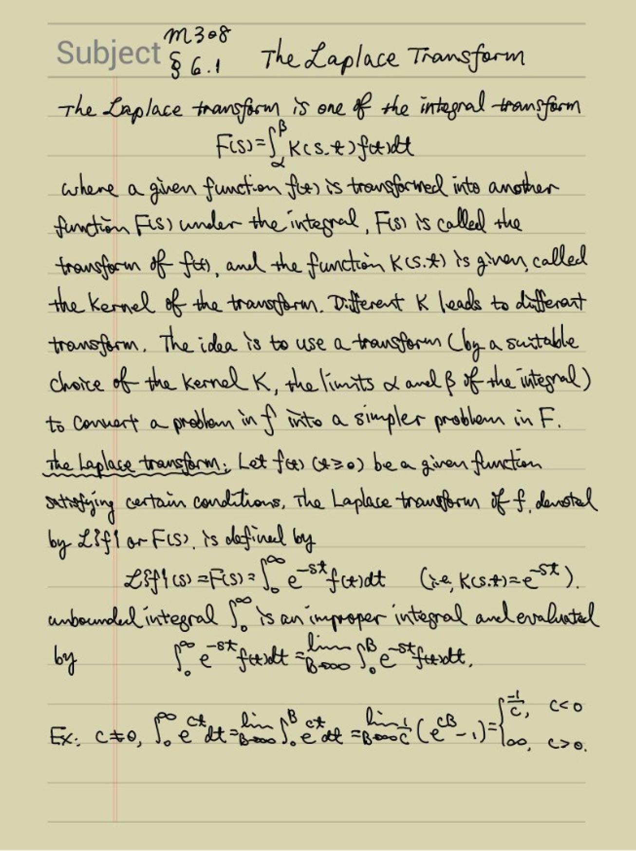 Lecture Notes Chapter 6, Section 1