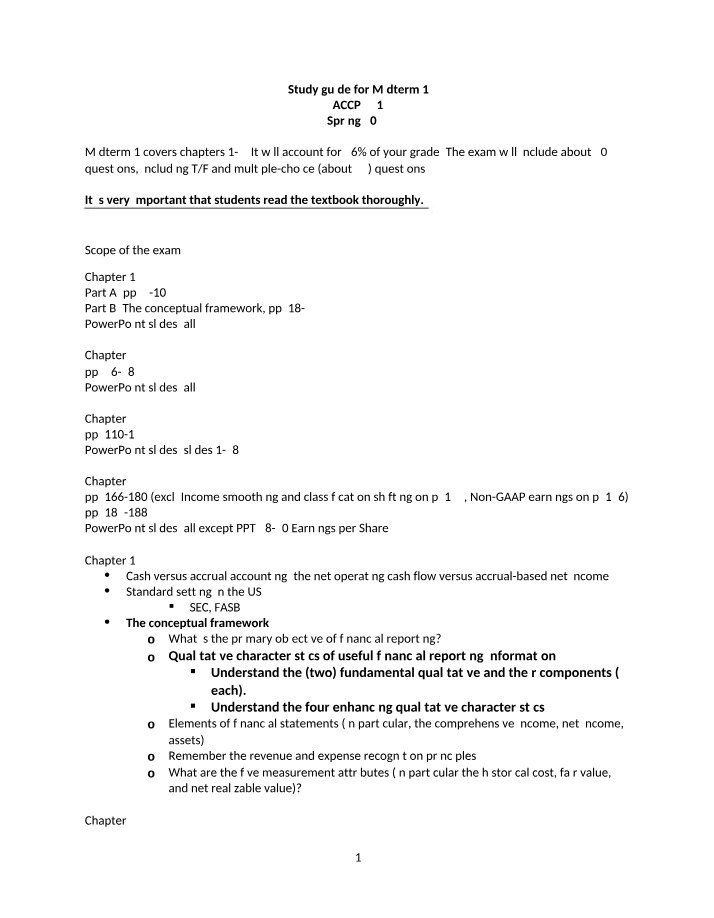 Study Guide - Midterm 1