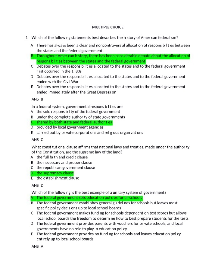 American Federalism - History and Allocation of Powers