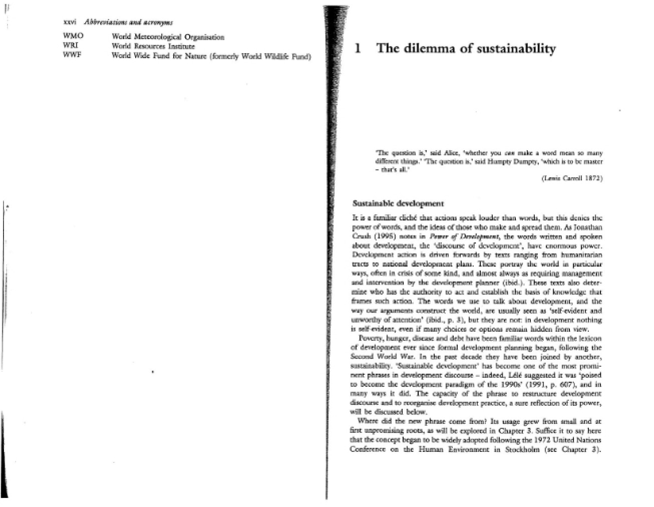 Sustainability Dilemma